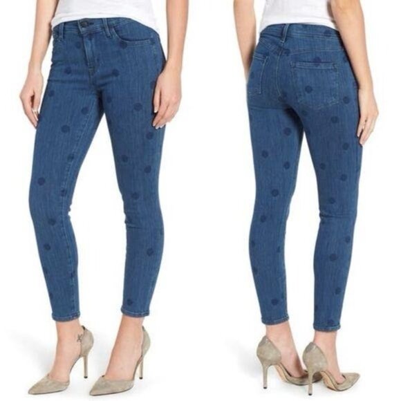 J Brand 835‎ Mid-Rise Crop Skinny Jeans Polka Dot Stripe Aerial Women's Size 26 - Picture 1 of 9